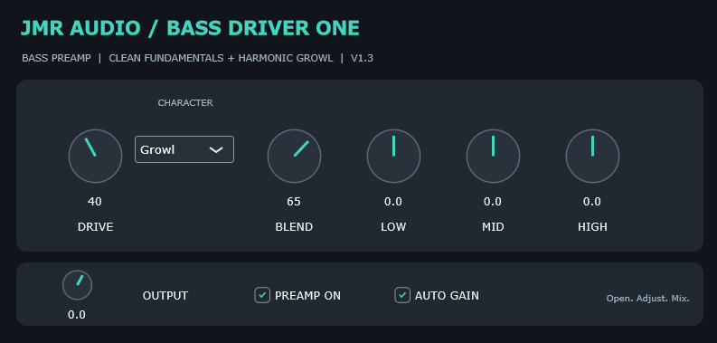 Bass Driver One plugin interface