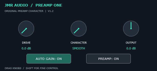Preamp One plugin interface